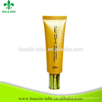 Tube de crème de haute qualité d&#39;oeil avec le tube cosmétique en plastique de chapeau brillant d&#39;or